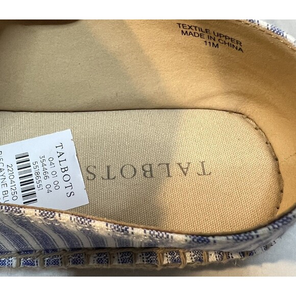 Talbots‎ Knot Linen Espadrilles Flats Blue White Chambray 11 Preppy Coastal NEW - Picture 8 of 8